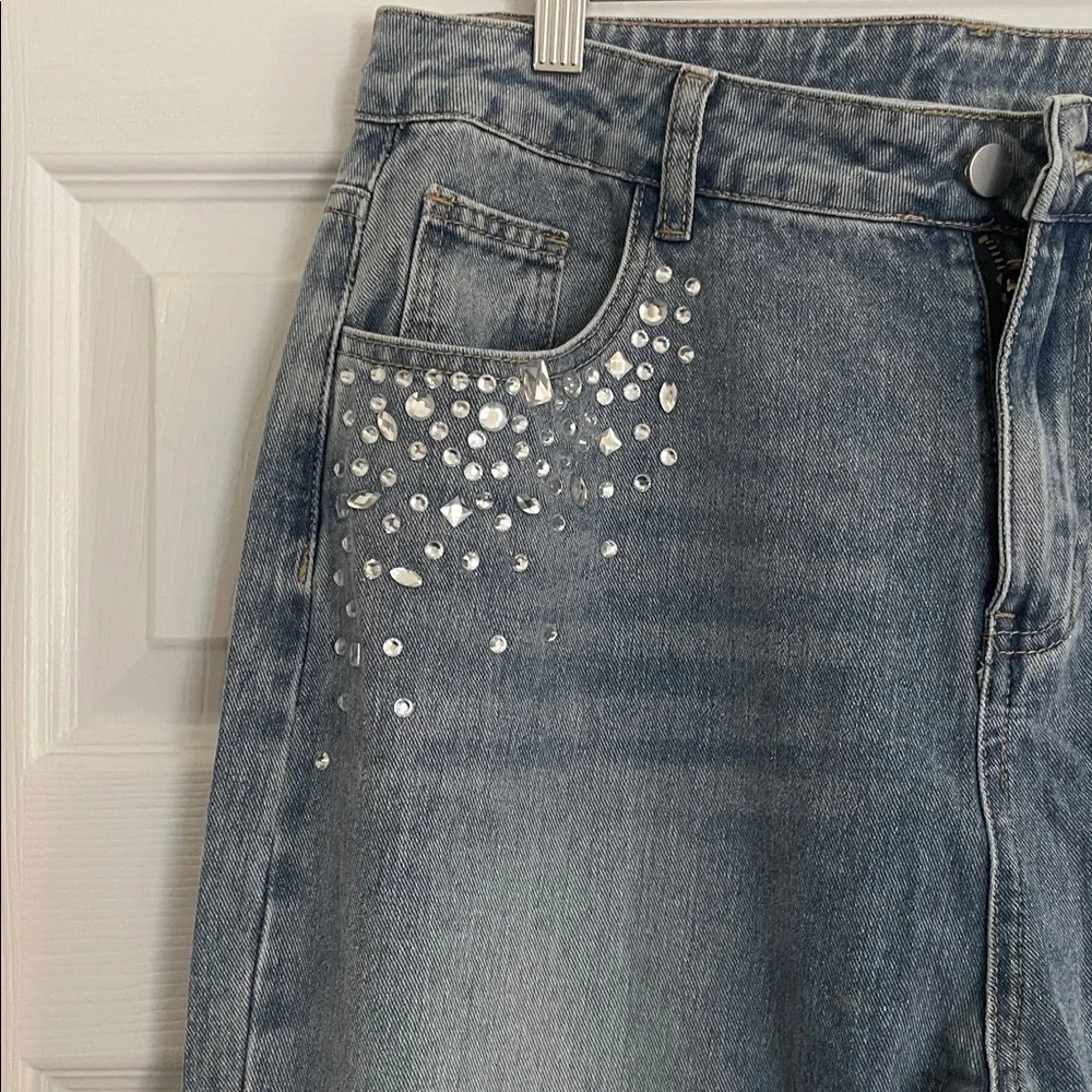 NWOT Vici Kayley Rhinestone Straight Leg Jeans - Picture 8 of 10